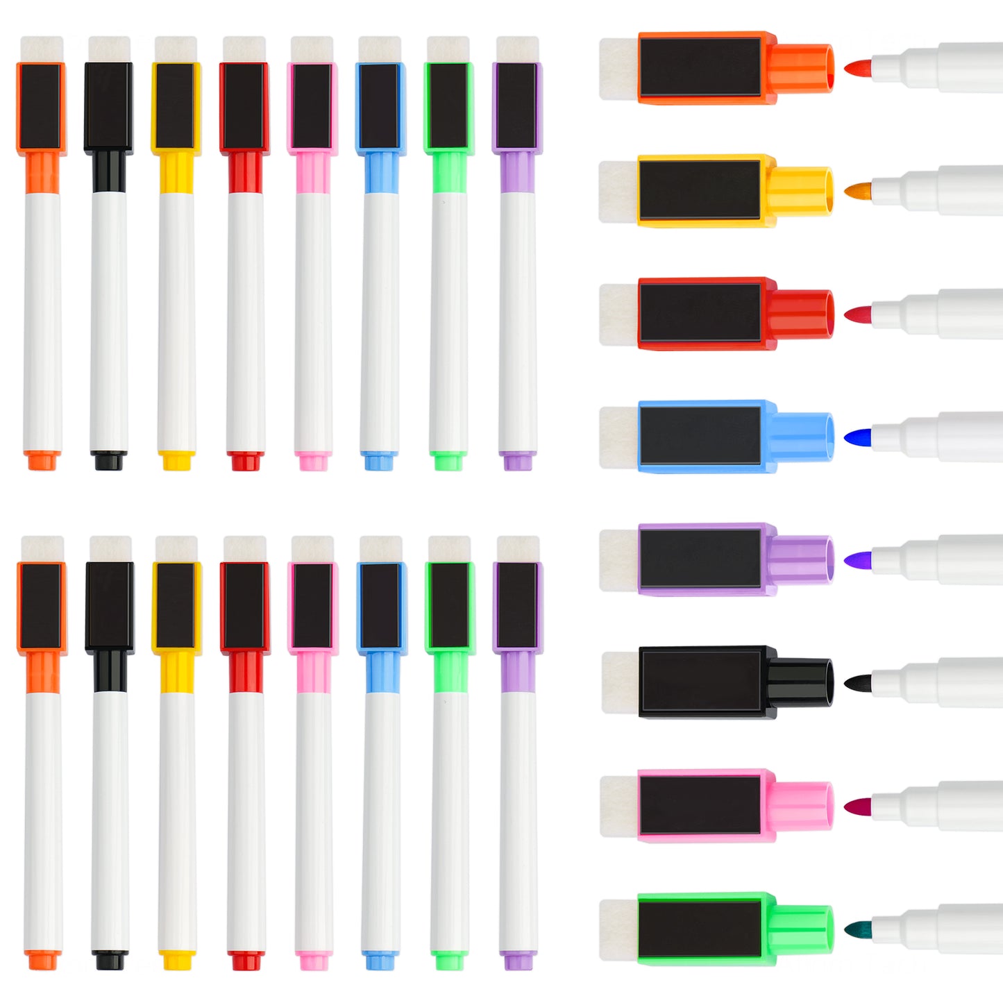 16-Pack Magnetic Dry Erase Markers 8 Colors Low Odor White Board Markers with