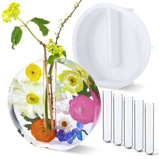 Vase Epoxy Resin Silicone Mold Kit with 5 Test Tubes, Plant Propagation Statio