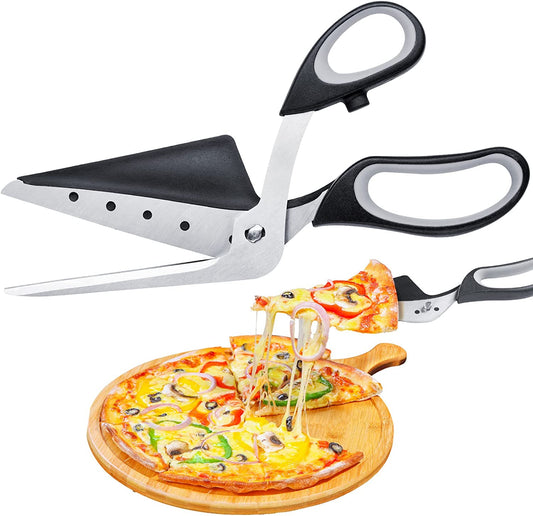 Pizza Scissors Cutter Builtin Spatula 2-In-1 Multiuse Detachable Stainless-Steel