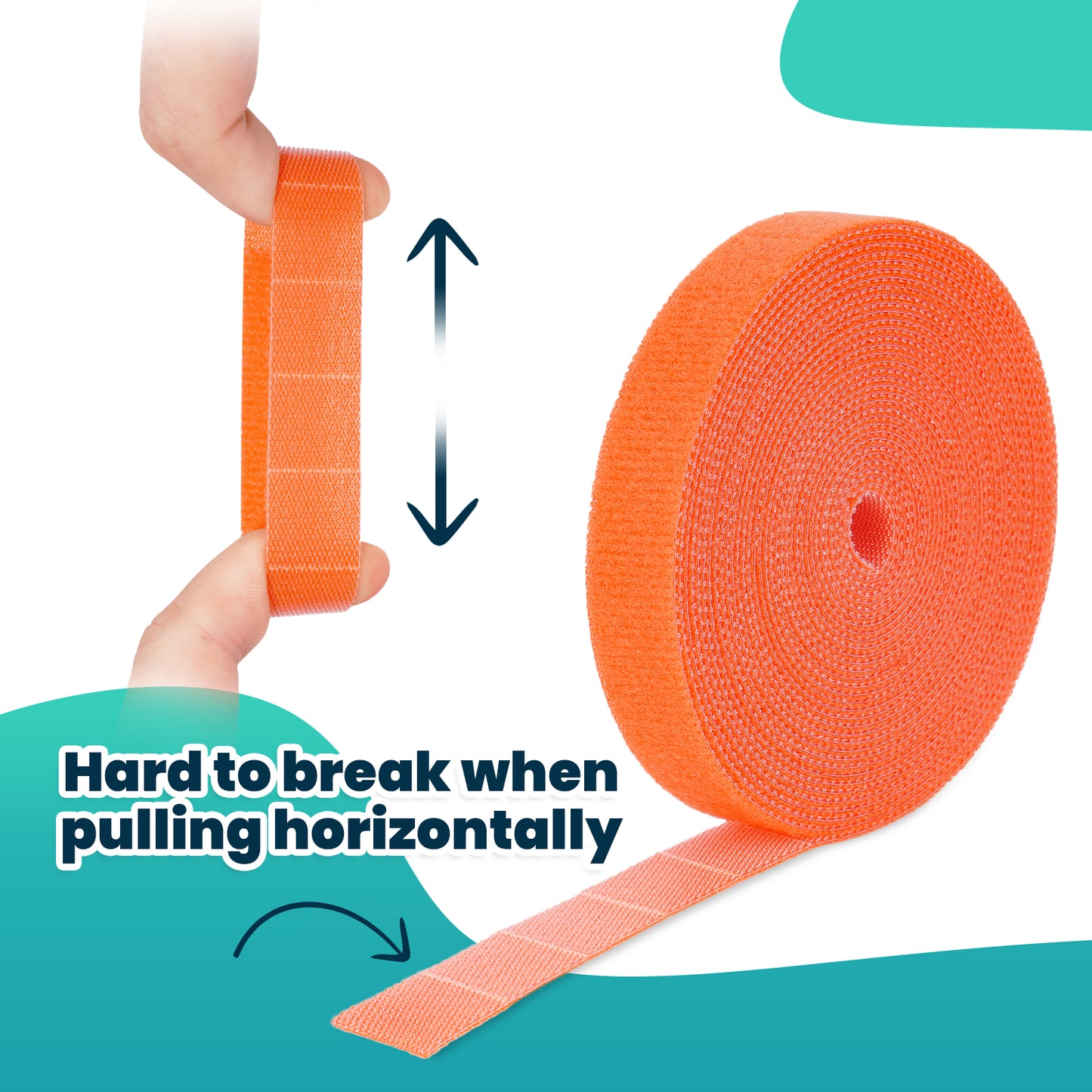 Easy Tear Self-Adhesive Nylon Cable Ties, 2 Rolls 0.59?”x16.4 FT Reusable Wire