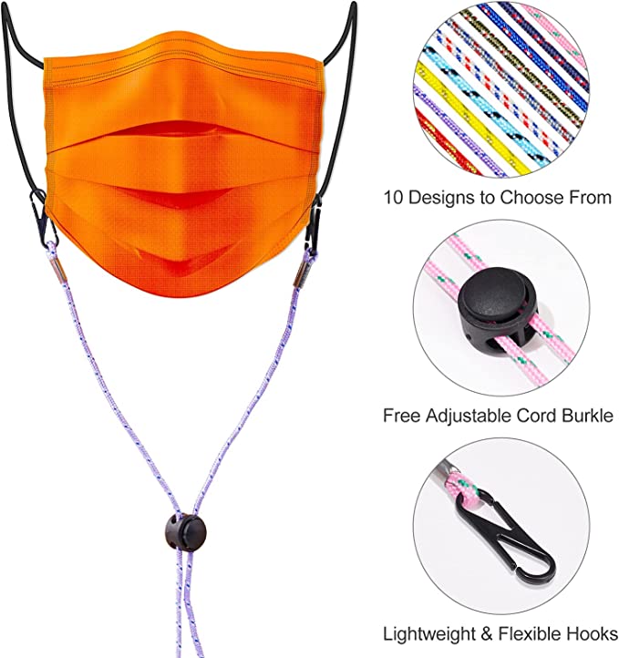 10PCS 14" Long Round Lanyard Holder with Sliding Cord Lock Mixed Colors
