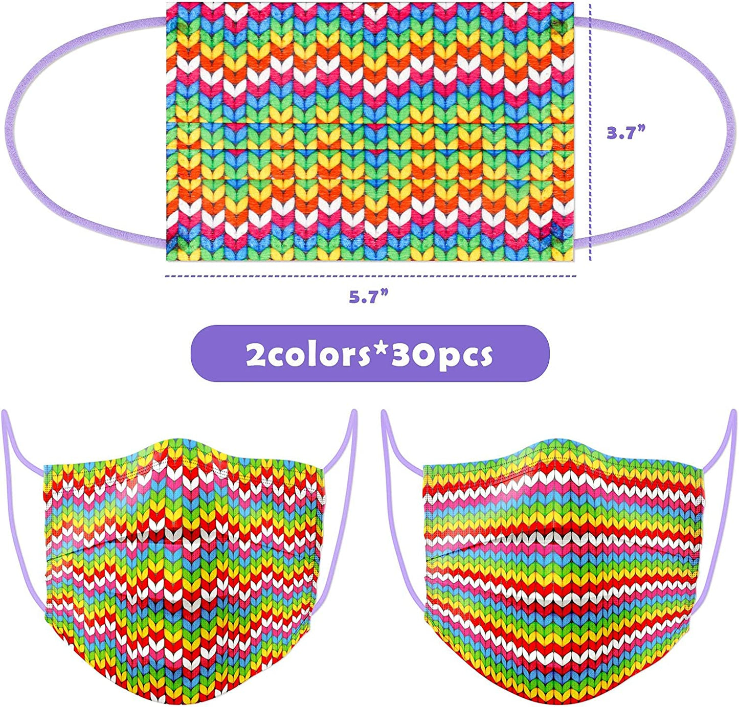 Kids' 60PCS Disposable Fashion Rainbow Color Two Chevron Stripe Sweater Patterns