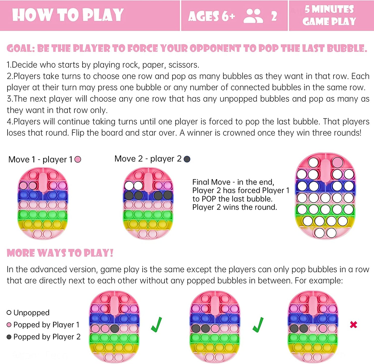 Push Pop Bubble Fidget Sensory Toys Computer Mouse Zipper Bag Candy Rainbow