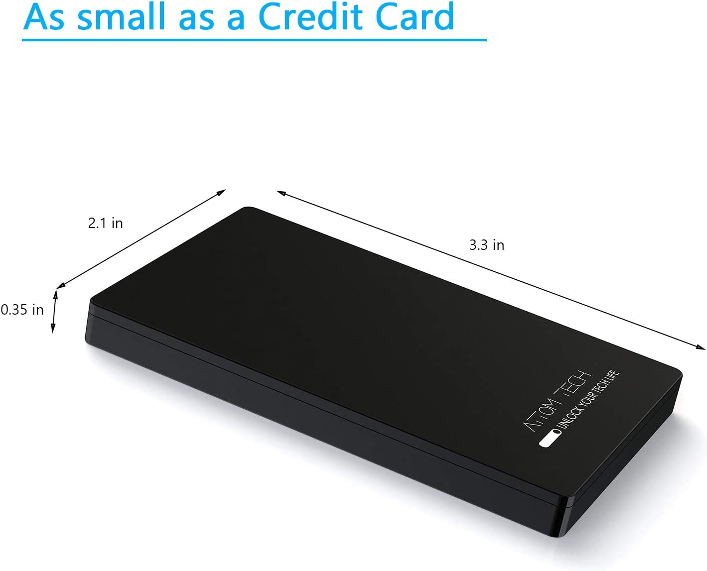 USB Output Super Slim Power Bank Ultra Thin 3000mAh Portable Charger Dual Input