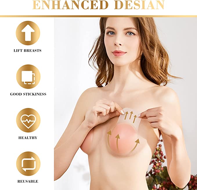 Nipple Covers Adhesive Breast Petals Travel Pouch 14 Pairs Reusable Silicone Bra