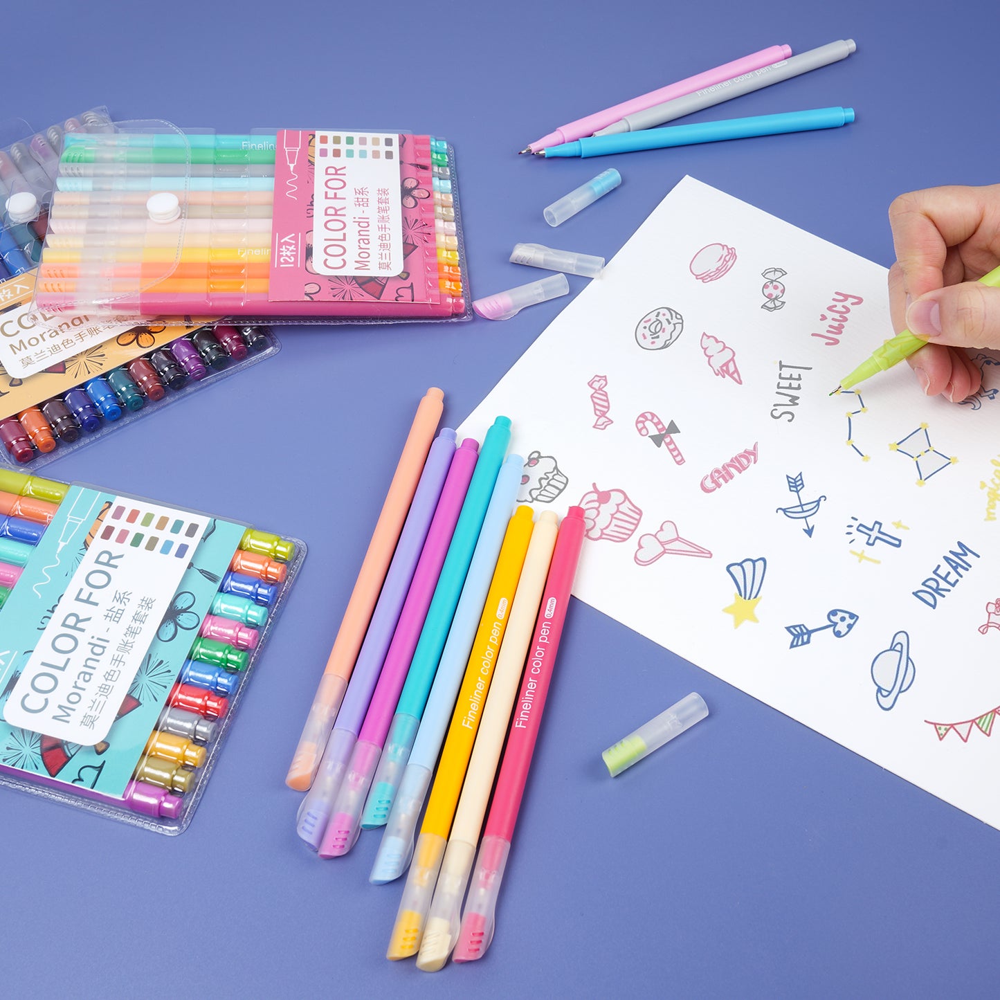 0.4mm Fineliner Pen Set 48-Color Planner Porous Journaling Marker Micro-Pen Mo