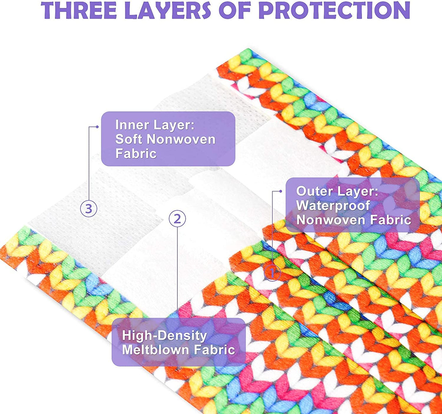 Kids' 60PCS Disposable Fashion Rainbow Color Two Chevron Stripe Sweater Patterns