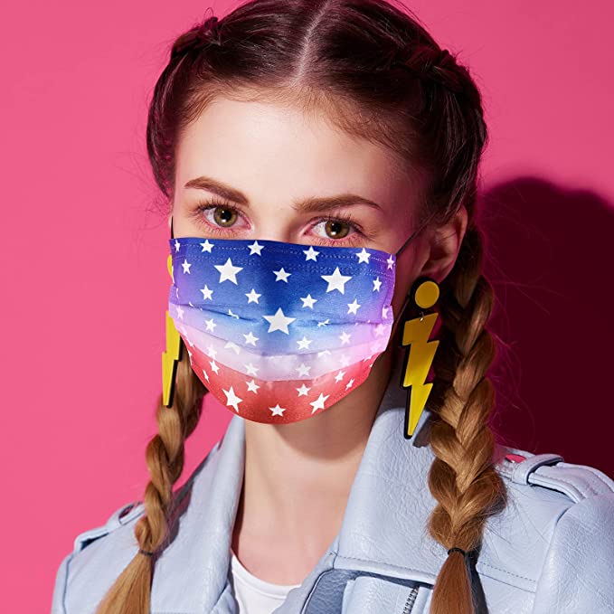 50PCS Disposable s Adults Size 5 Gradient Colors Star Patterns Indi