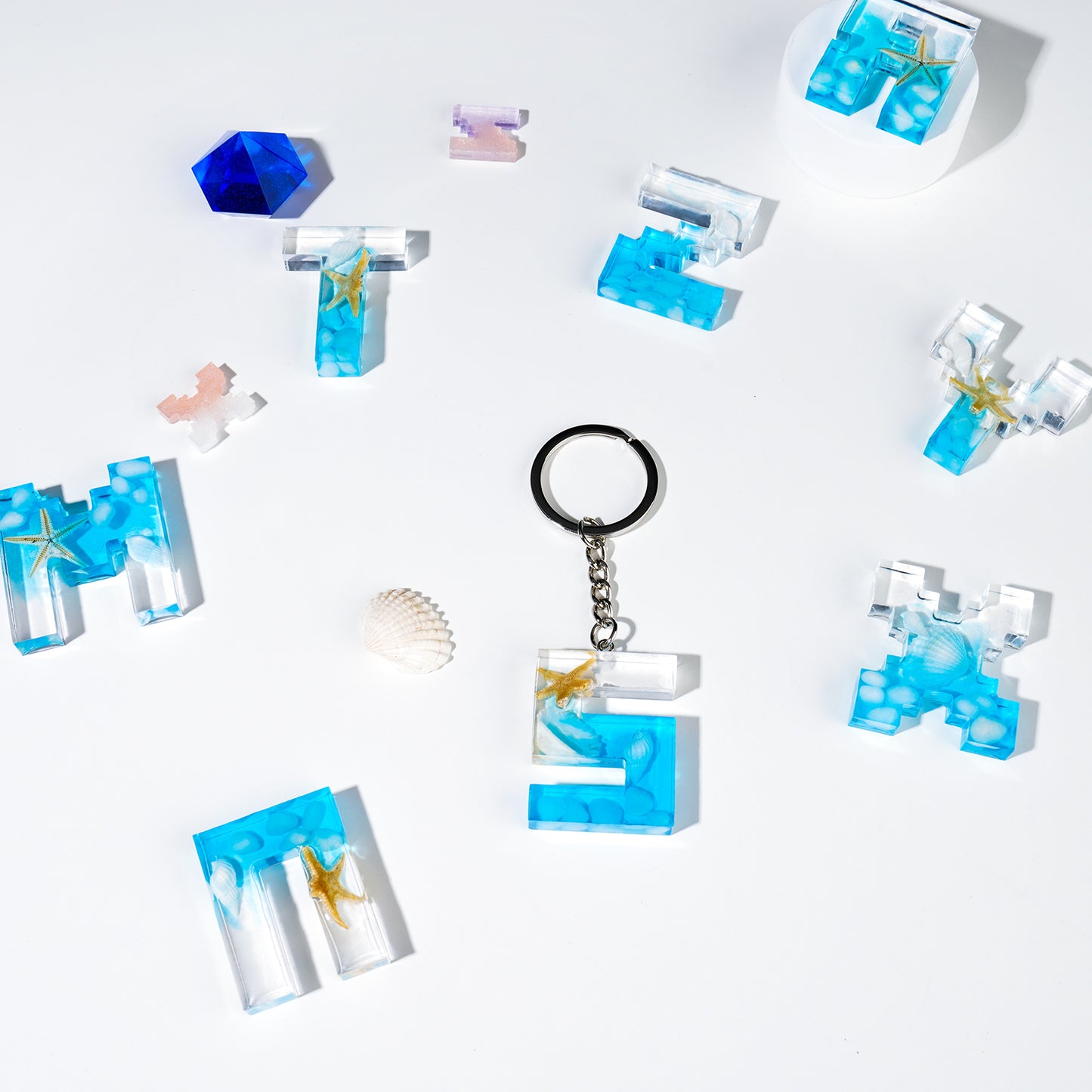 Epoxy Resin DIY Casting Soft Silicone Mold 2PCS Pixel Alphabet Letter 1.5" and