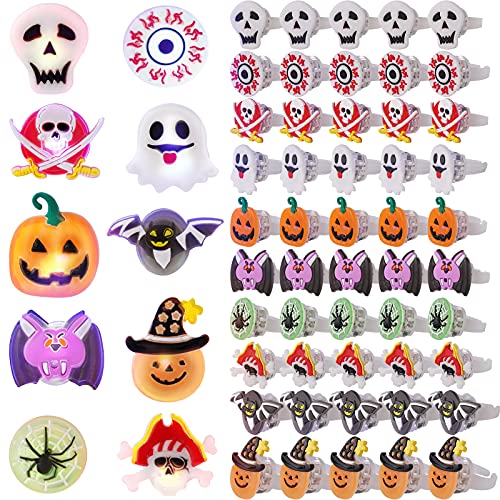 Halloween LED Light Jelly Ring Toys 50PCS Glow-In-The-Dark Party Favors Flashing