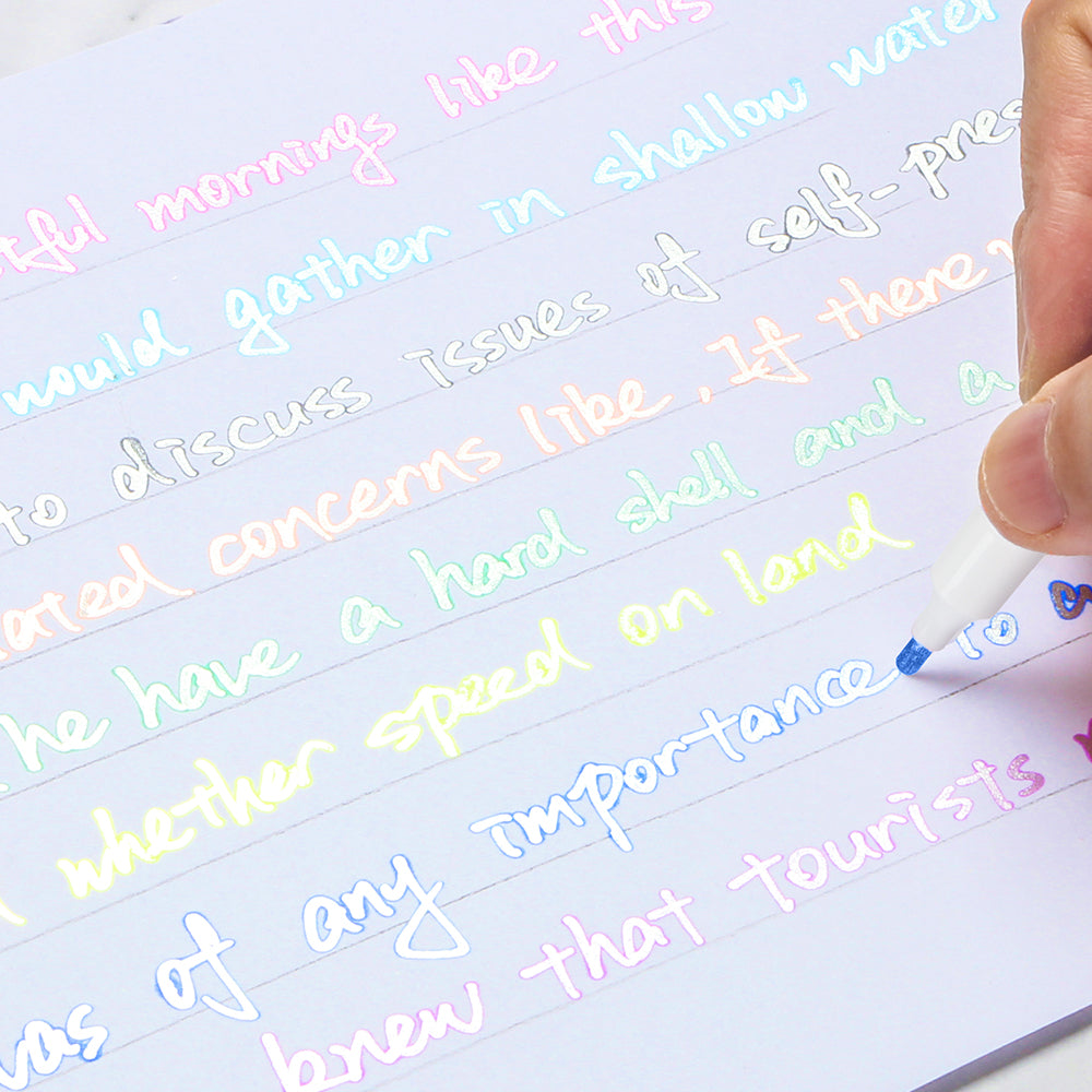 Dual Tip Double Line Metallic Ink Self-outline Marker Set, Paint Pen Bullet Jour