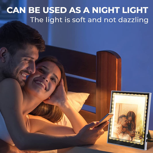 Warm Light LED Mirror Picture Frame 6X8 Freestanding Frame Horizontal Vertical