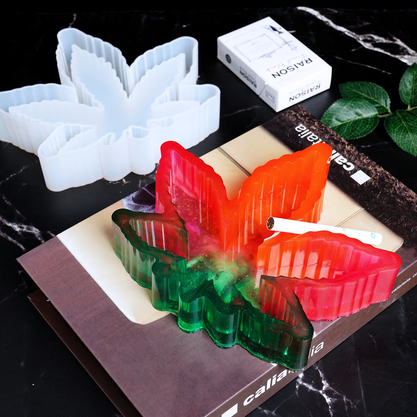 Epoxy Resin Silicone Mold Maple Leaf Ashtray/Coaster Dual-Purpose 10 Color Gli