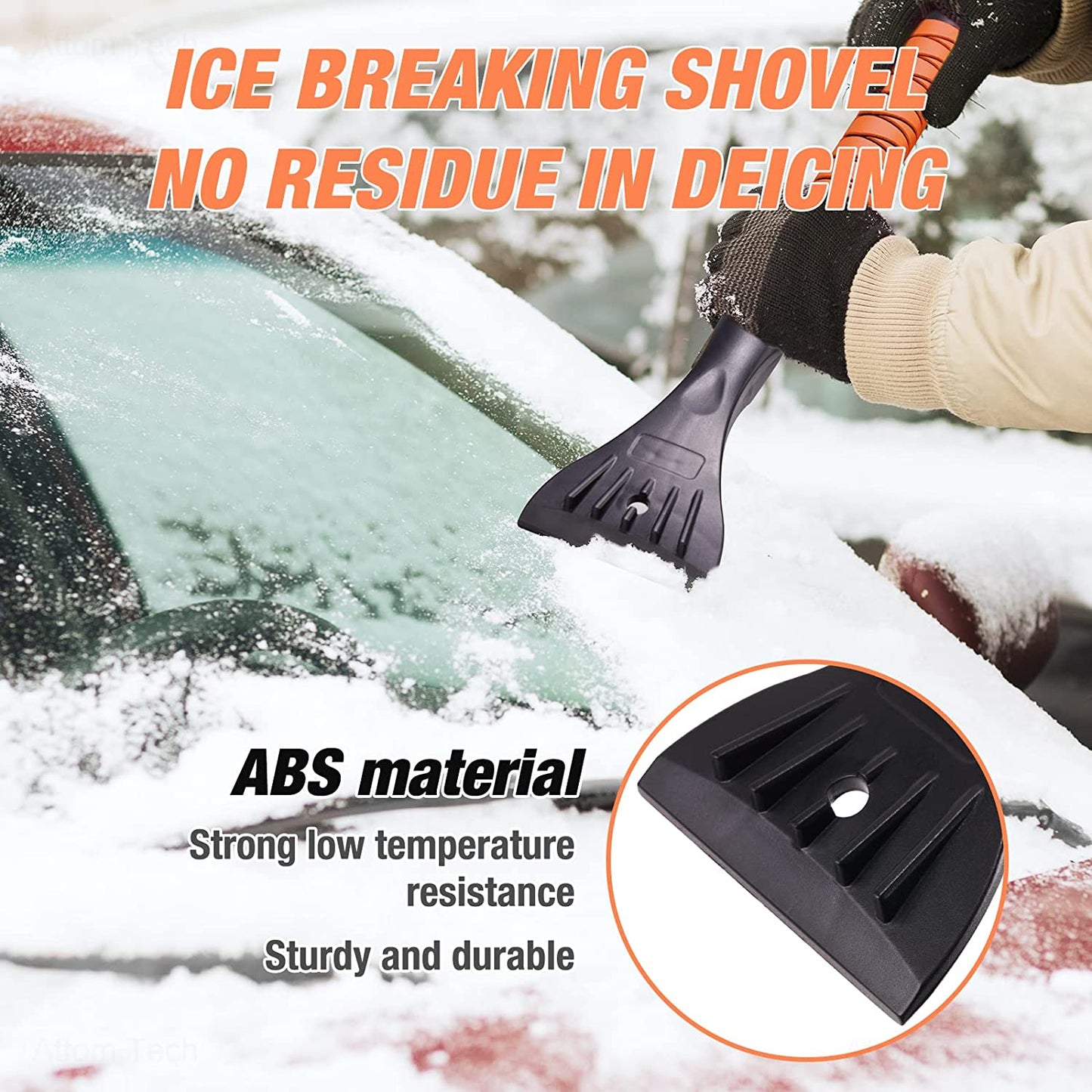 3-In-1 Ice Scraper Snow Brush Squeegee 30"-39" Extendable Aluminum Alloy Handle