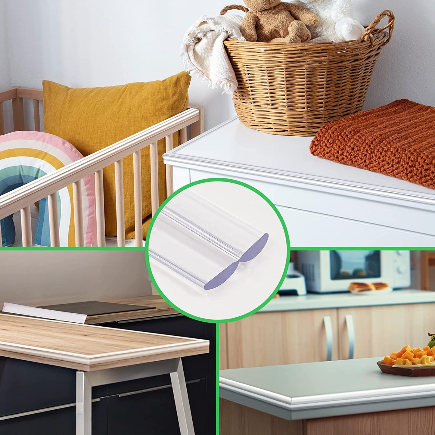 Baby Proofing Soft Silicone Bumper Strip 19.7ft (6m) Scraper Corner Protector