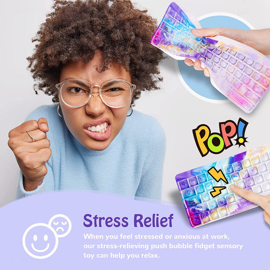 Keyboard Bubble Fidget Sensory Toy Big Size Galaxy Color Push Pop Fidget Toy