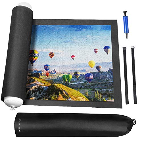 Rollable Jigsaw Puzzle Felt Mat Up to 1500PCS Inflatable Tube (46.5 x 26.5 inch)