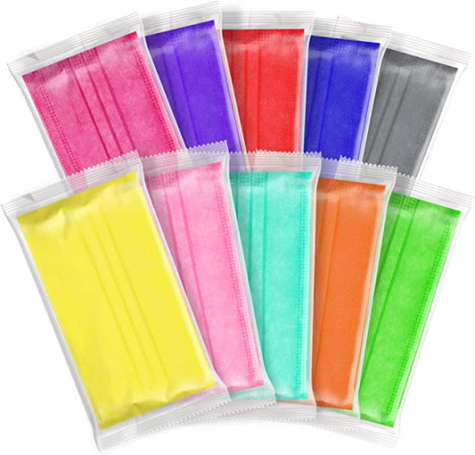 50PCS Adult Disposable Individually Wrapped Breathable Non-Woven 10 Solid Colors