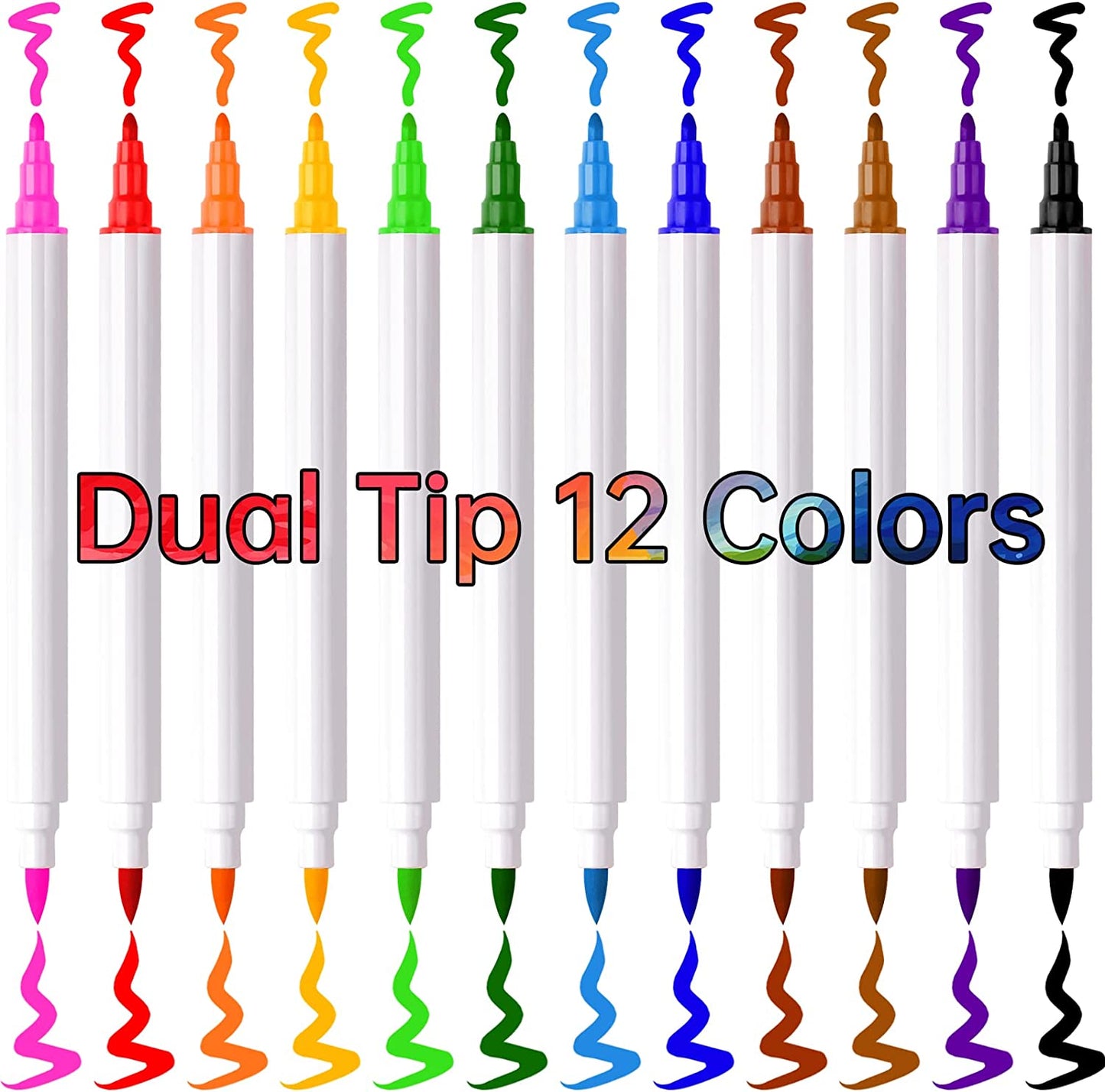 Dual Tip Water Painting Marker 12 Color Spoon Magic Doodle Pen Floating on Water