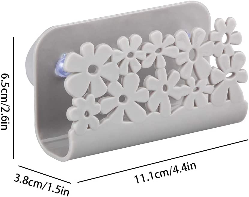 Never Rust Plastic Sponge Holder Sink Caddy Suction Cup Easy Access Holder Gray