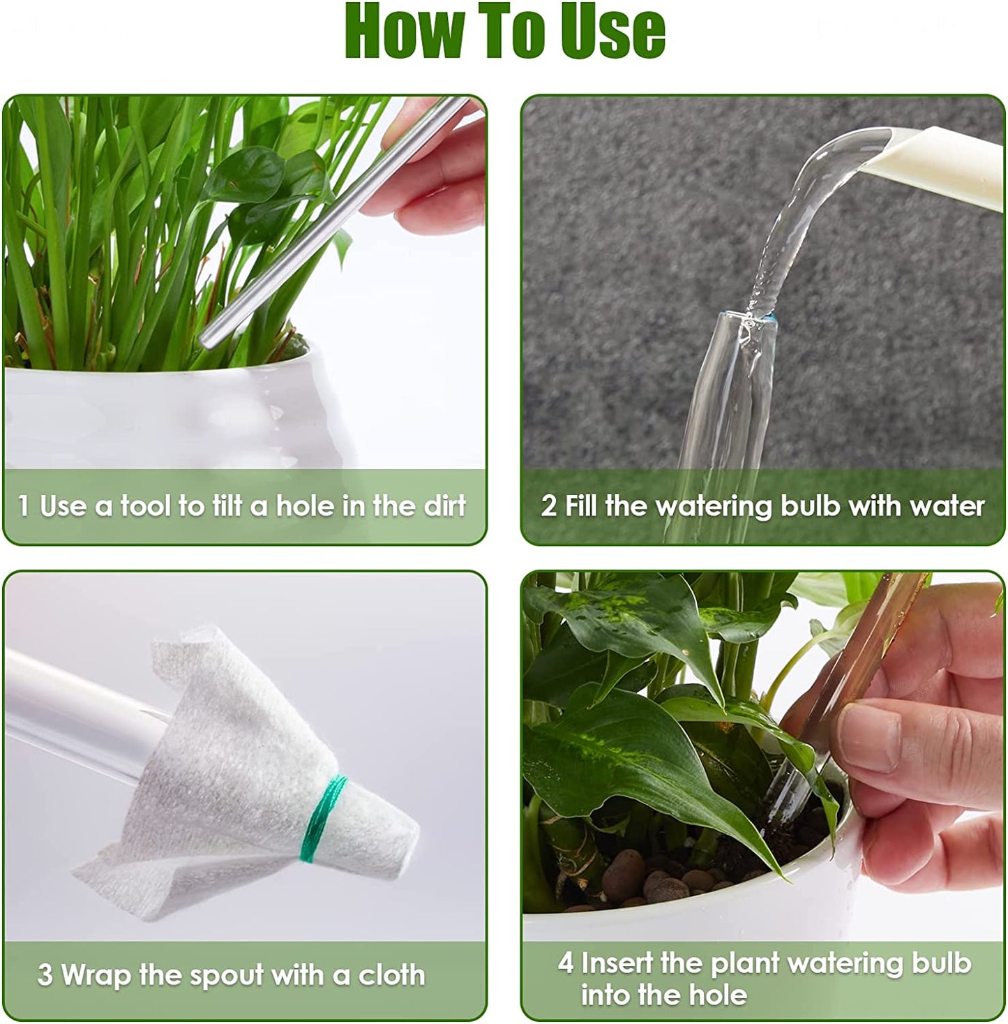 Glass Plant Self Watering Bulb 3PCS Iridescent Pearl Home Potted Planter Waterer