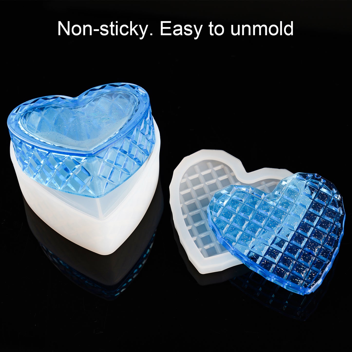 Silicone Epoxy Resin Molds Jewelry Containers + Lids 3 Shapes Trinket Box DIY