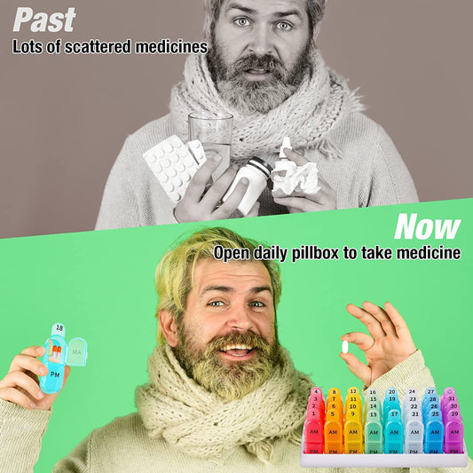 Monthly Pill Organizer Twice a Day 30-Day AM PM Organizer Morning Night 1 Month