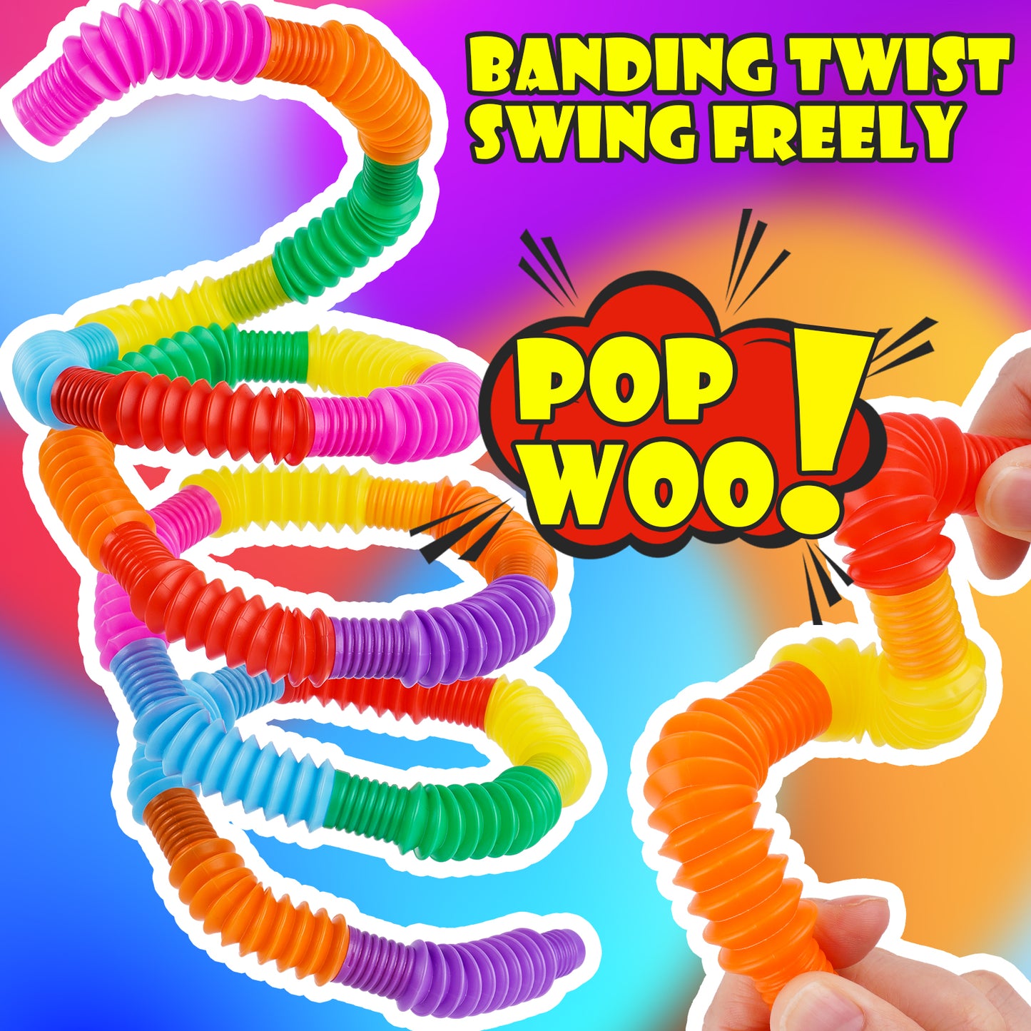 49PCS Mini Pop Tube Sensory Fidget Toy Set, Multicolor 0.8" Stretchable Pipe P