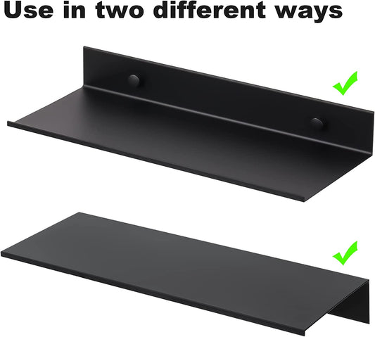 Aluminum Wall Mounted Home Floating Shelf Set 2PCS with Picture Ledge 11.7x4.6