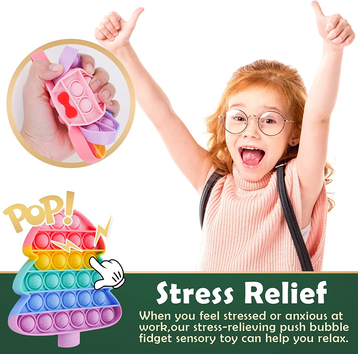 Push Pop Bubble Silicone Fidget Sensory Toys 2PCS Christmas Tree Gingerbread Man