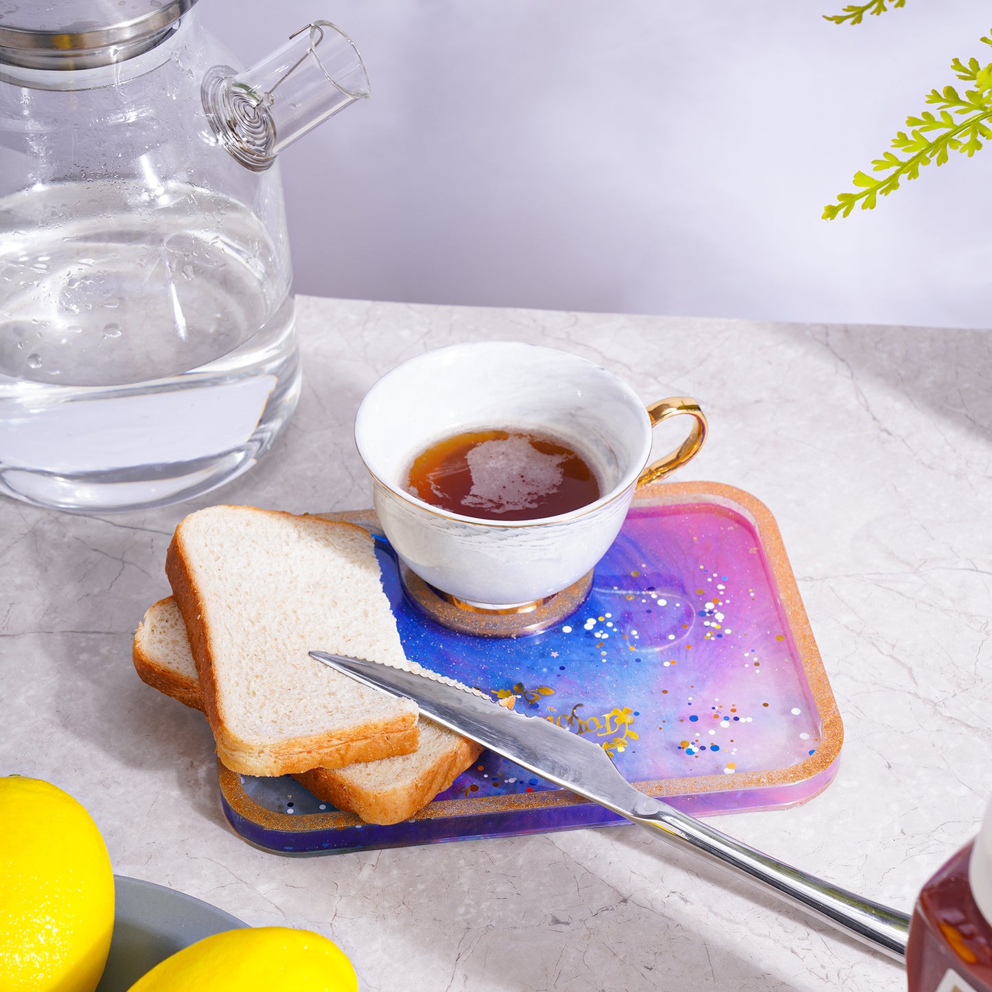 Serving Tray Epoxy Resin Silicone Mold Kit, Breakfast Tray with Edges and Cup