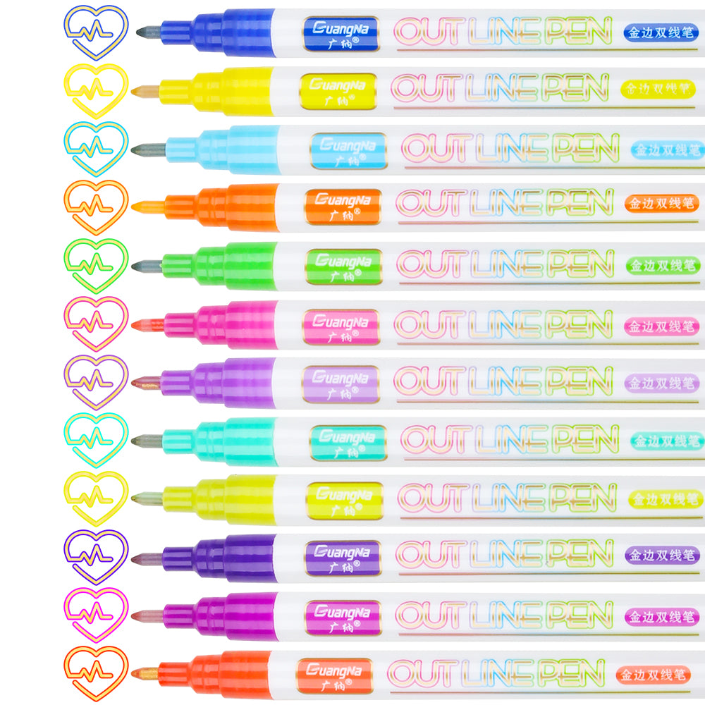 Golden Super Squiggles Self-outline Metallic Markers, 12 Color Outline Marker