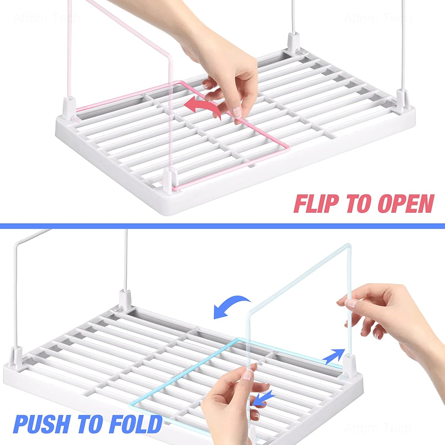 Stackable Plastic Kitchen Storage Shelf Foldable Rack 4-Pack Cabinet Organizer