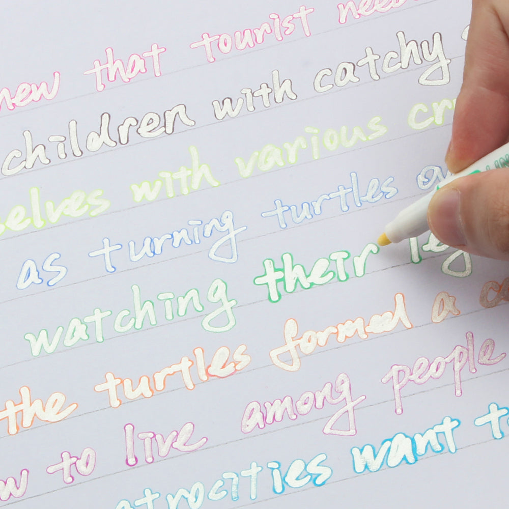 Double Line Outline Marker, Self-outline Metallic Markers for Bullet Journal Pen