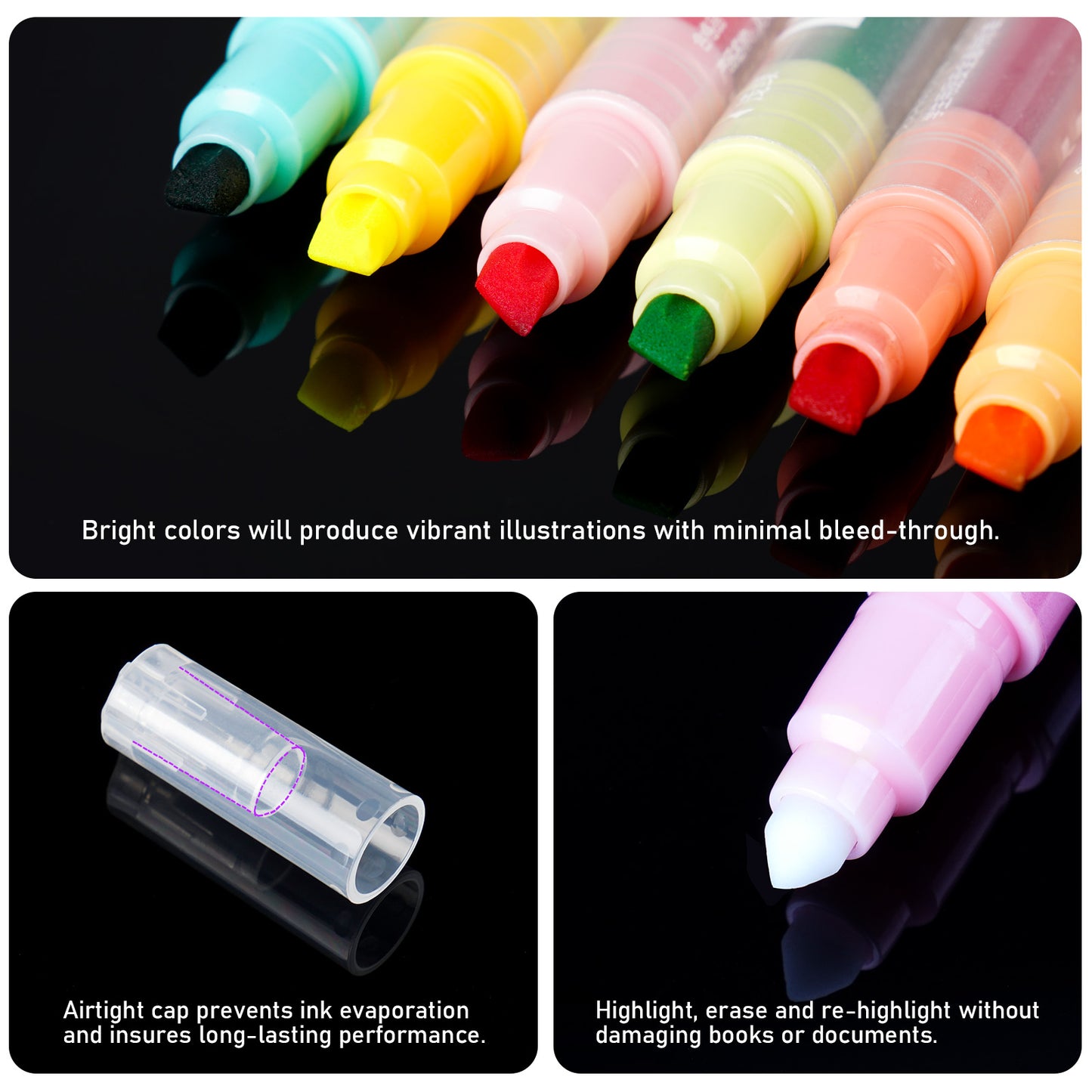 Erasable Highlighters 10 Colors Dual Tip Highlighter Smooth Writing