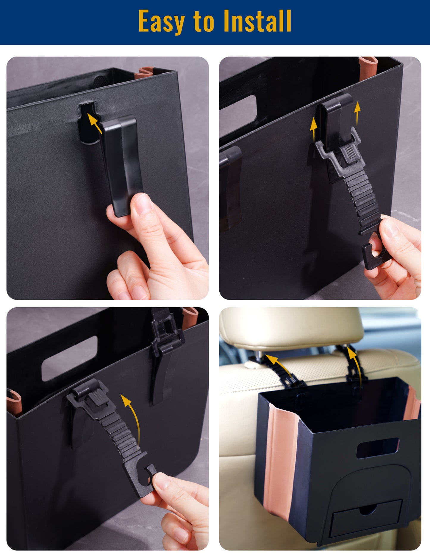 Collapsible Car Trash Can Storage Pocket, Multipurpose Portable Waterproof Car