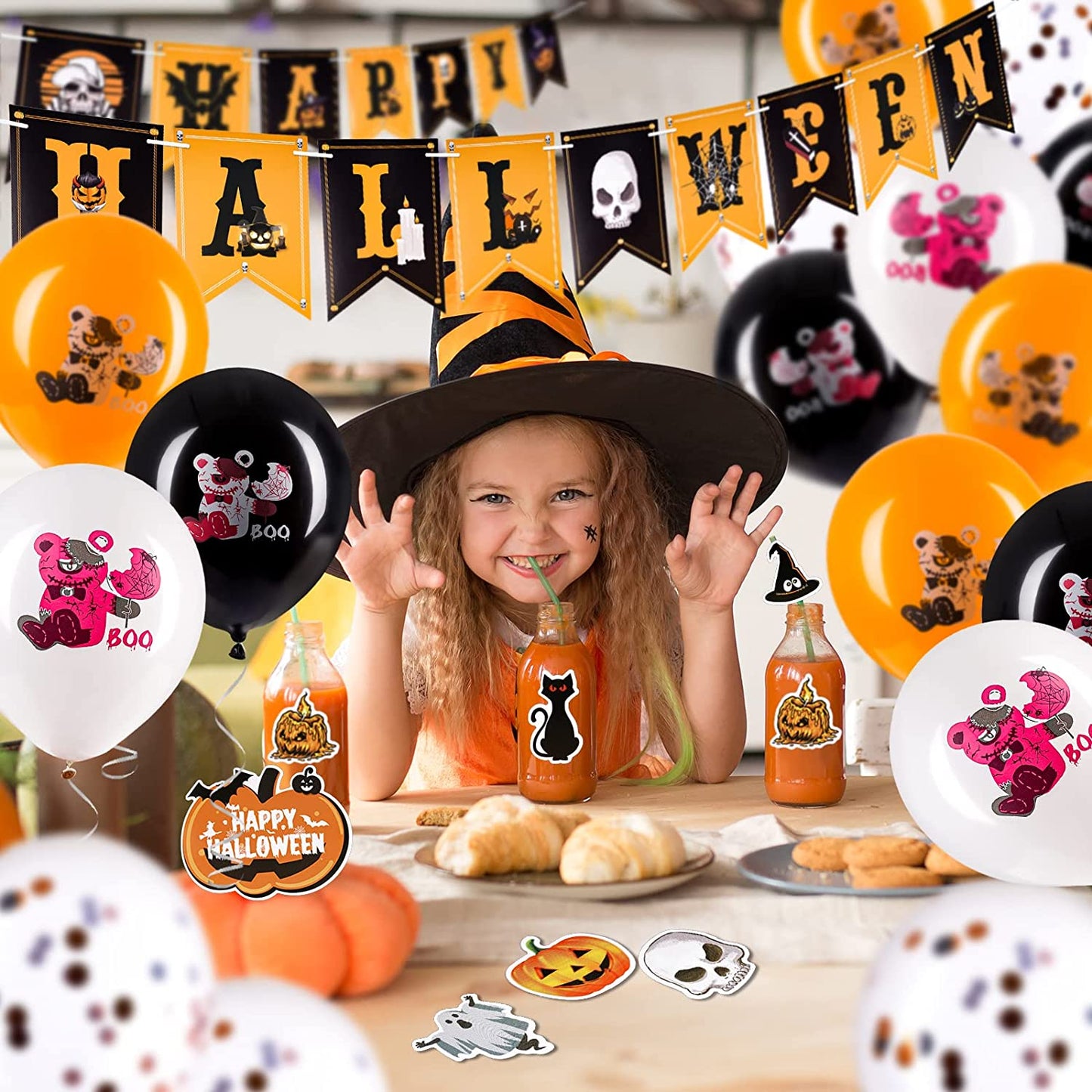 32PCS Halloween Decoration Balloons Party Supply Spooky Bear Scary Creepy Party