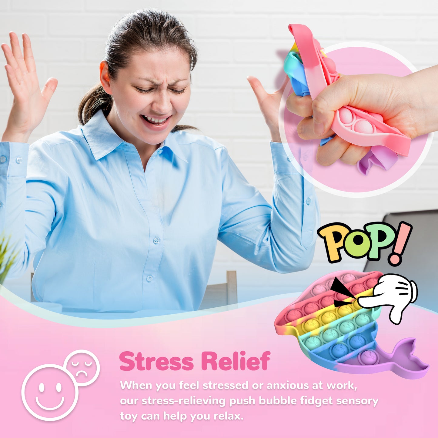 3-Pack Push Pop Bubble Fidget Sensory Toy Set, Fidget Toys for Anxiety Relief