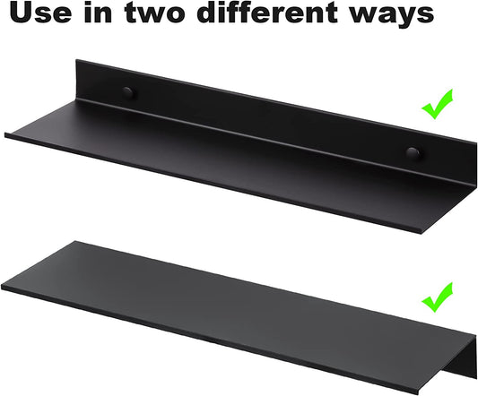 Aluminum Wall Mounted Floating Shelf Set 2PCS with Picture Ledge 15.7"x4.6"