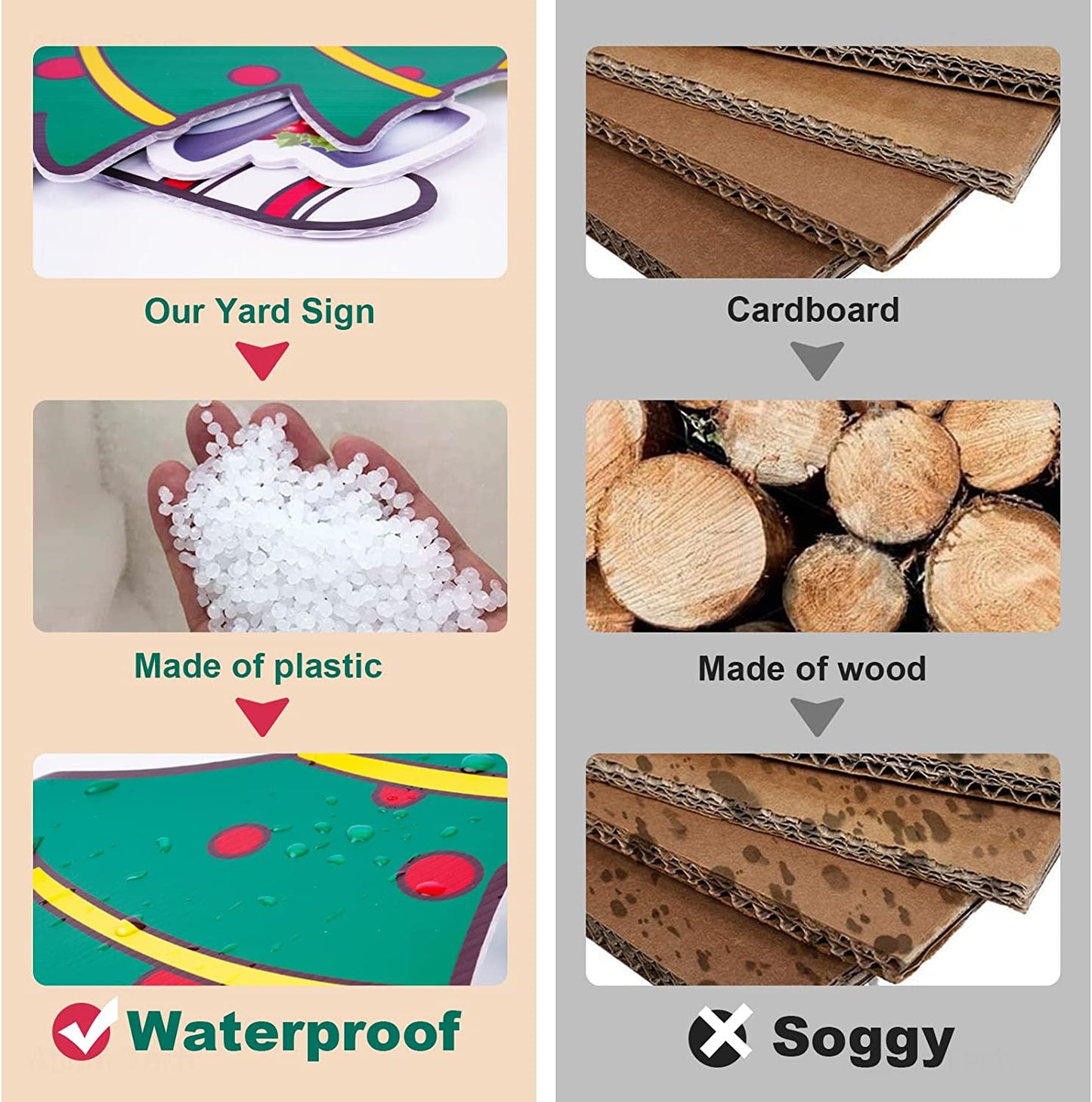 6PCS Christmas Yard Sign 15.4" Holiday Yard Lawn Christmas Outdoor Decorations