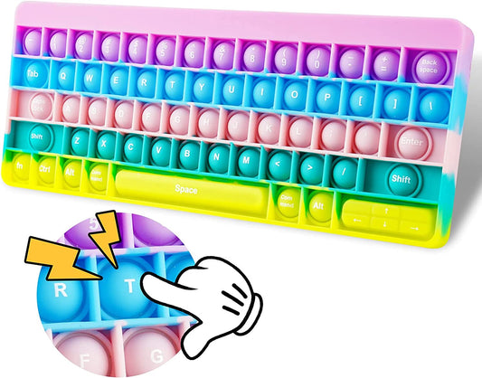 Silicone Keyboard Push Pop Bubble Fidget Sensory Toy Big Size 10.6x4.3 Alphabet