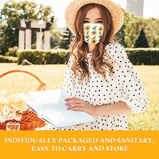 50-Pack Individually Wrapped Disposable Colorful Flower Patterns