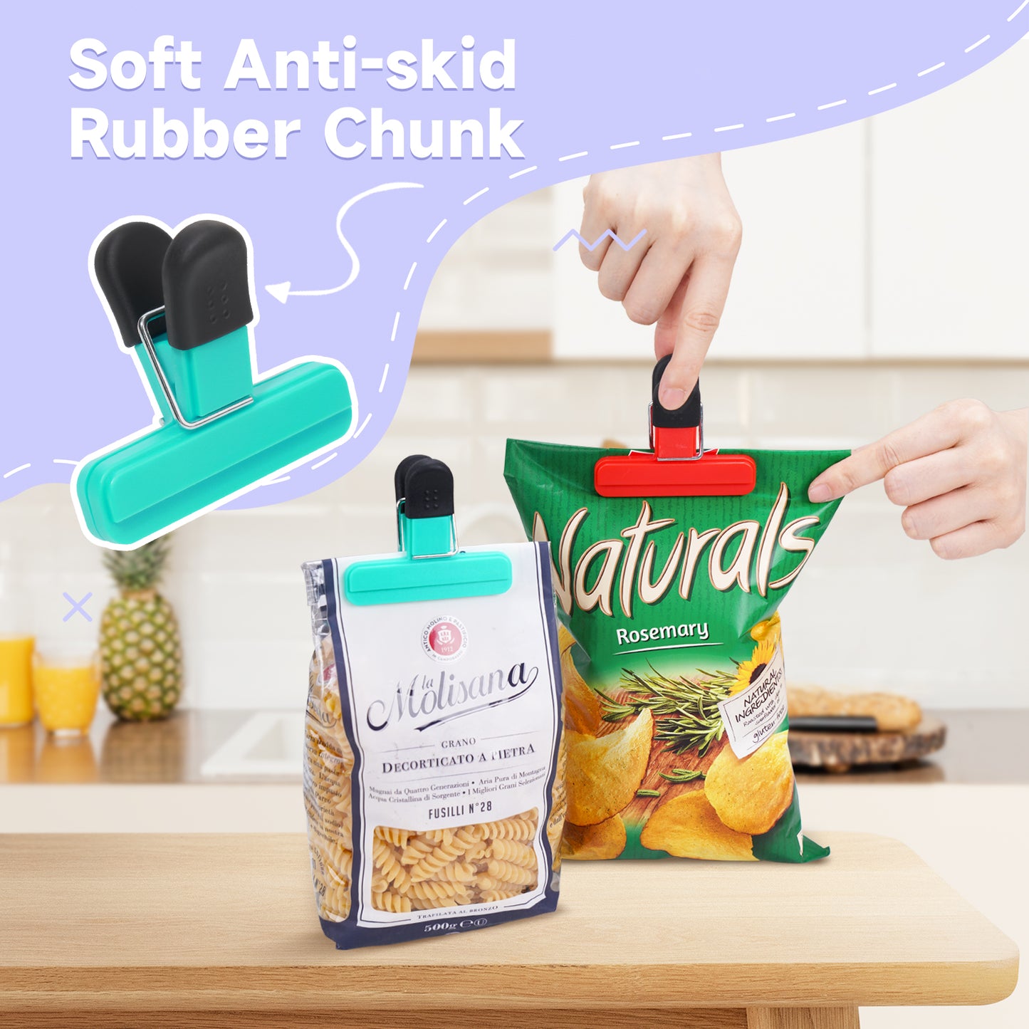 12-Pack Plastic Chip Bag Clips - Small, 6 Colors
