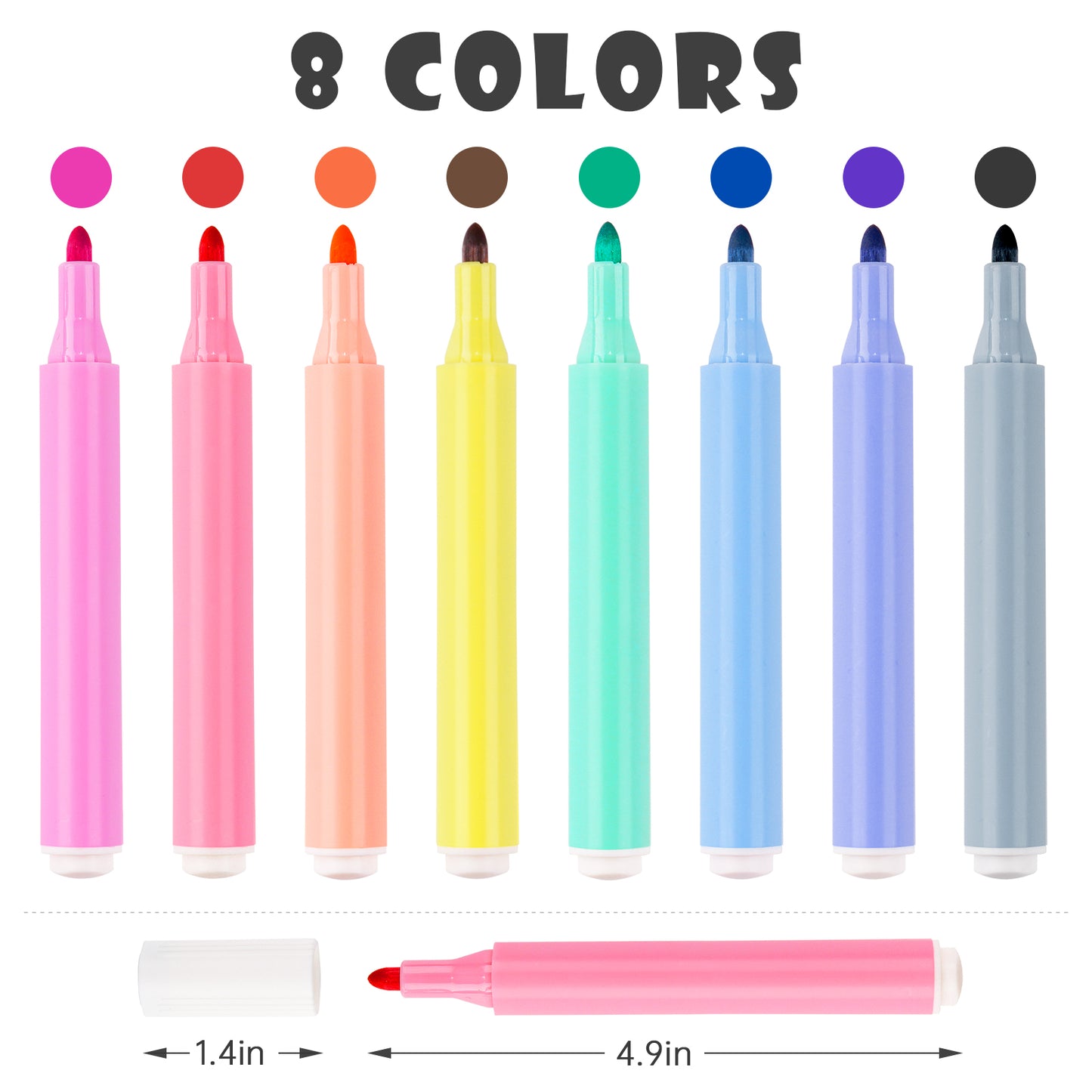 8 Colors Magic Doodle Water Painting Erasable Markers Floating Ink Pen Set, Ma