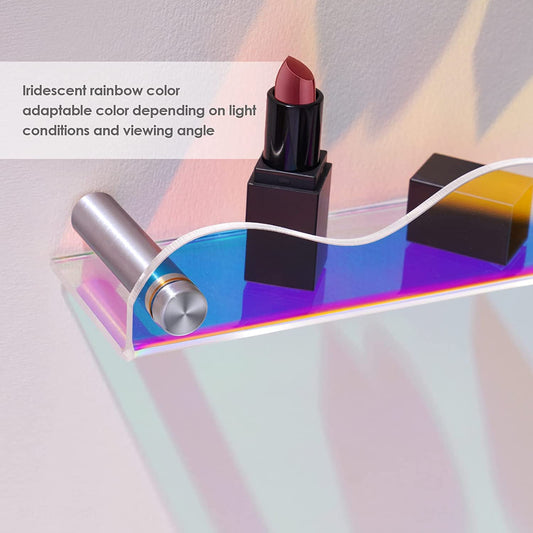Iridescent Acrylic Wall Mounted Floating Shelf Nail Polish Organizer 6PCS 15"x2"