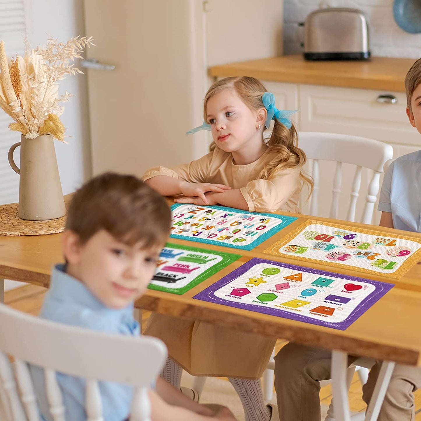 Educational Placemats Kids Reusable Washable Toddler Placemats for Learning 4PCS