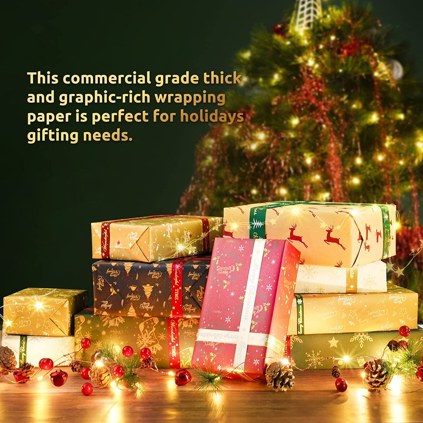 Christmas Holiday Wrapping Paper 8 Pattern 28x20 Matte Glossy Finish Kraft Paper