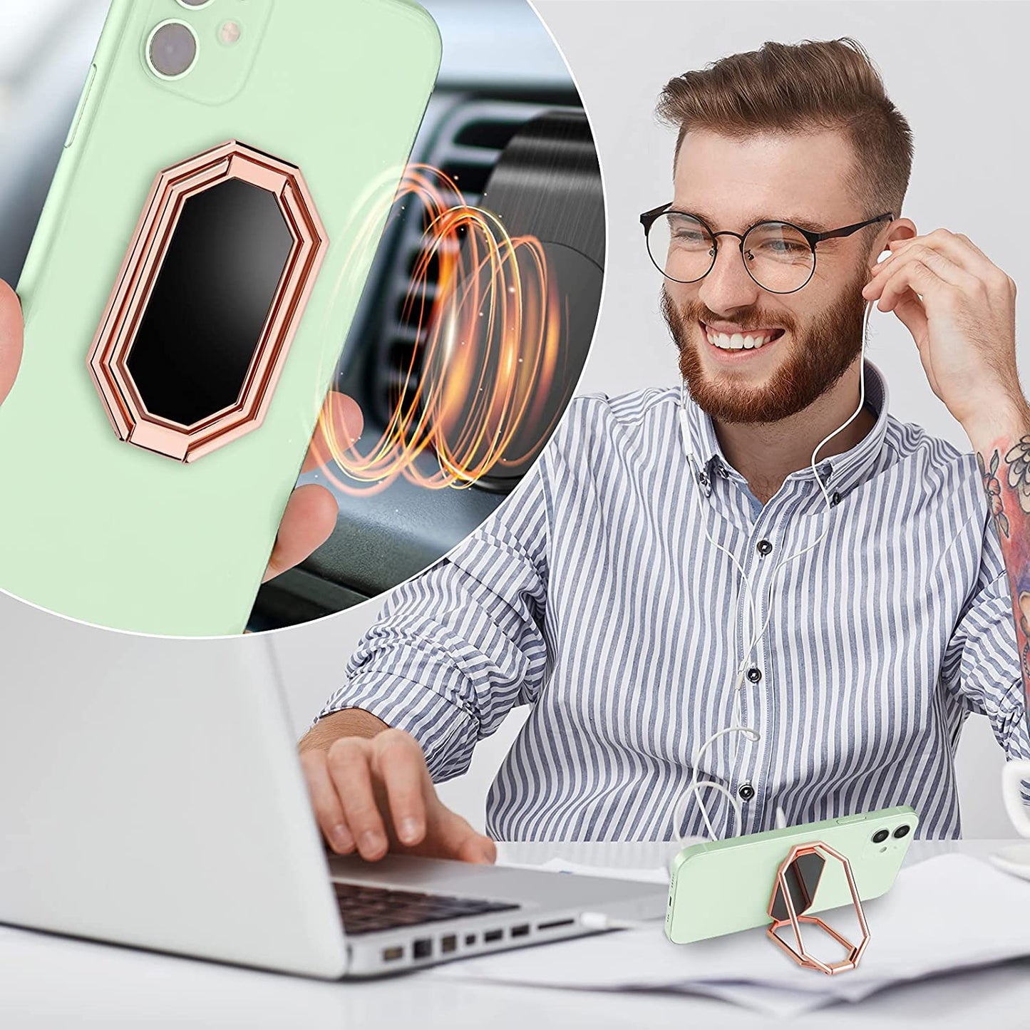 Foldable Magnetic Cell Phone Ring Holder Finger Kickstand Rotation Phone Stand