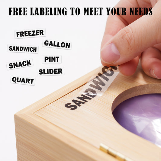 Bamboo Wood Ziplock Bag Storage Organizer with Openable Top Lid for Drawer Mar