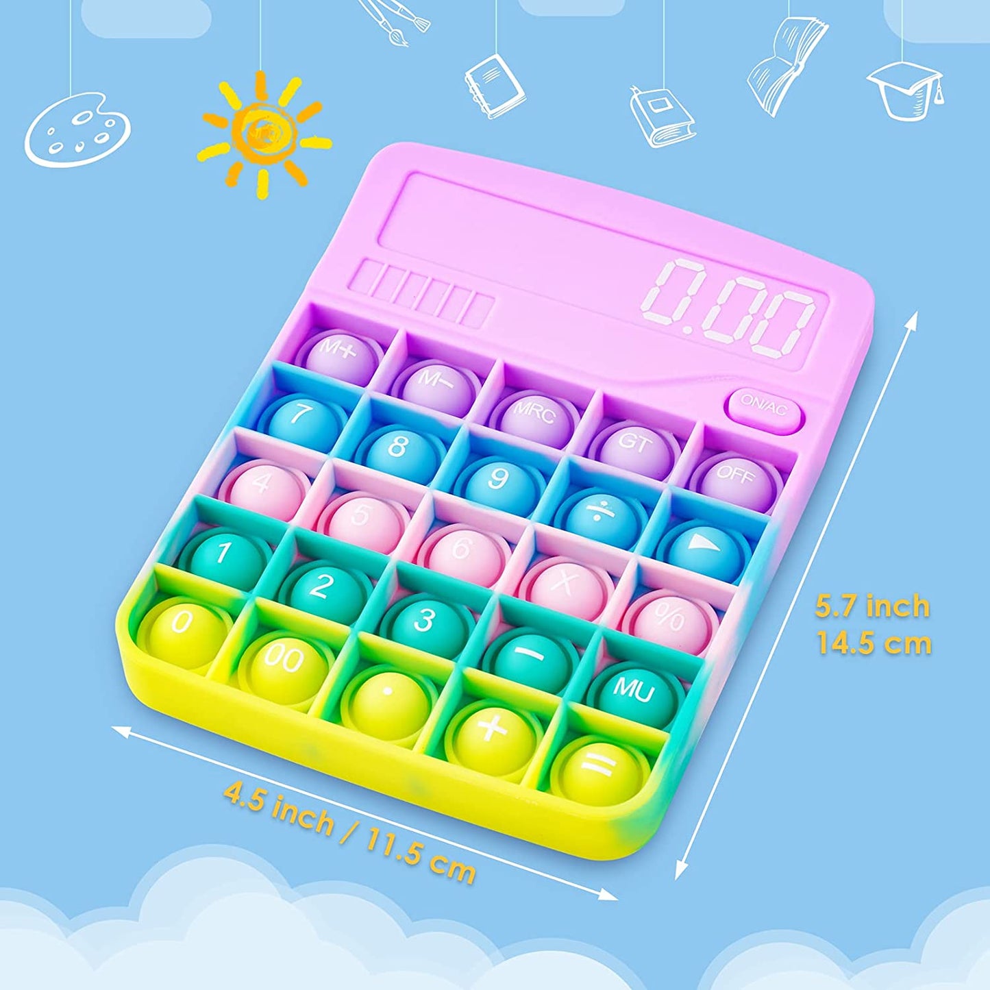 Calculator Silicone Bubble Push Pop Fidget Sensory Toy 5.6x4.5 Soft Novelty Gift